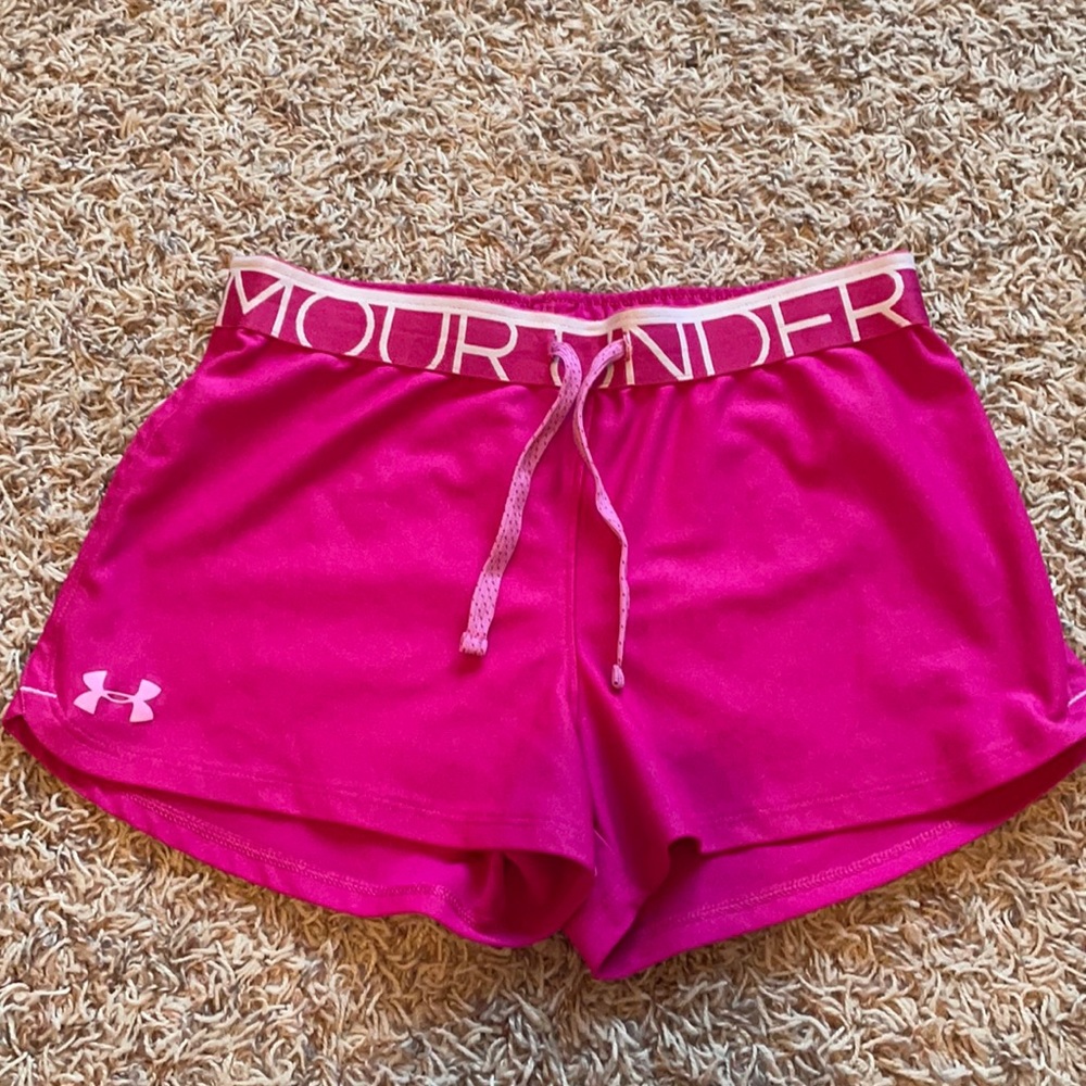 Pink under armour athletic shorts